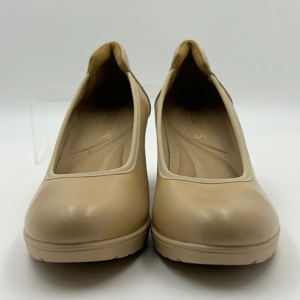 Dream Pairs Pumps Womens 8.5 Nude Beige Block Heel Lug Sole Office Professional